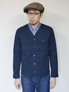 「ジャパンブルージーンズ」｜「アイテム（ノーカラージャケット）」を使った、ロケットシップさん（メンズ・182cm）の春コーディネート