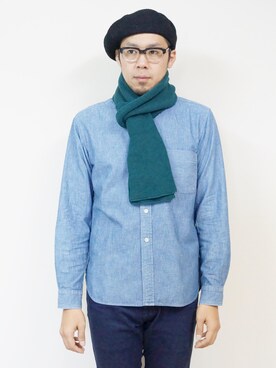 「バスクベレー大判」｜ロケットシップさん（メンズ・182cm）の秋コーディネート