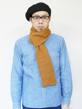 「バスクベレー大判」｜ロケットシップさん（メンズ・182cm）の秋コーディネート