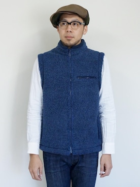 「アイテム（キャスケット、グリーン系）」を使った、ロケットシップさん（メンズ・182cm）の秋コーディネート