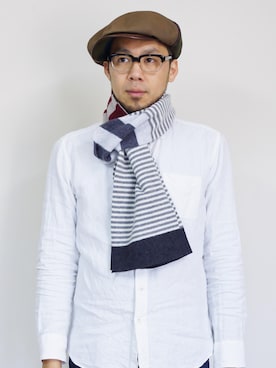 「アイテム（キャスケット、グリーン系）」を使った、ロケットシップさん（メンズ・182cm）の秋コーディネート