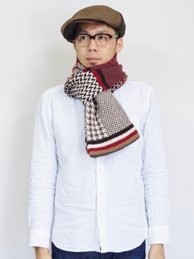 「アイテム（キャスケット、グリーン系）」を使った、ロケットシップさん（メンズ・182cm）の秋コーディネート