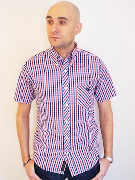 「NEVER TRUST（ネバートラスト）のアイテム（シャツ/ブラウス）」を使った、ロケットシップさん（メンズ・182cm）の夏コーディネート
