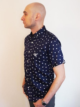 「NEVER TRUST（ネバートラスト）のアイテム（シャツ/ブラウス）」を使った、ロケットシップさん（メンズ・182cm）の夏コーディネート
