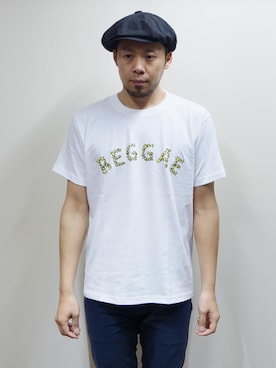 「NEVER TRUST（ネバートラスト）のアイテム（Tシャツ/カットソー）」を使った、ロケットシップさん（メンズ・182cm）の夏コーディネート
