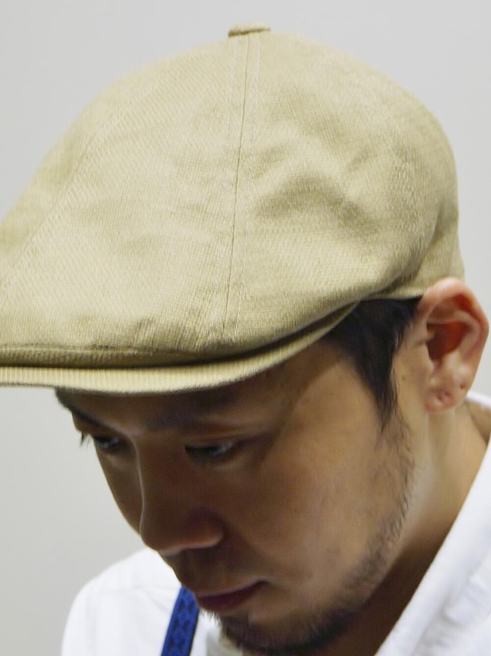 「お洒落さんとつながりたい、おしゃれさんと繋がりたい、服バカ、洋服好きさんこの指と〜まれっ☝️☺️、Wear And Head Clothing、埼玉県熊谷市、ROCKET SHIP（ロケットシップ）、モッズ、スキンズ、ルードボーイ、パンク、NEVERTRUST（ネバートラスト）、綿麻８枚剥ぎハンチング」｜「NEVER TRUSTのNEVERTRUST（ネバートラスト）　　綿麻８枚剥ぎハンチング BEG（ハンチング/ベレー帽、ベージュ系）」を使った、ロケットシップさん（メンズ・182cm）の夏コーディネートの1枚目の写真