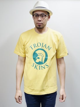 「NEVER TRUST（ネバートラスト）のアイテム（Tシャツ/カットソー）」を使った、ロケットシップさん（メンズ・182cm）の夏コーディネート