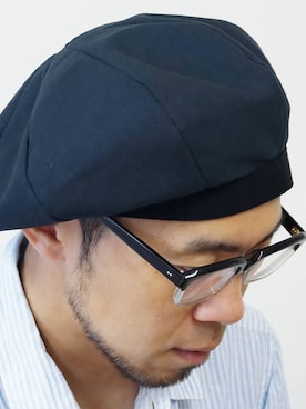 「NEVER TRUST（ネバートラスト）のアイテム（ハンチング/ベレー帽）」を使った、ロケットシップさん（メンズ・182cm）の夏コーディネート