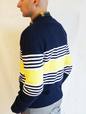 「NEVER TRUST（ネバートラスト）のアイテム（ニット/セーター）」を使った、ロケットシップさん（メンズ・182cm）の秋コーディネート