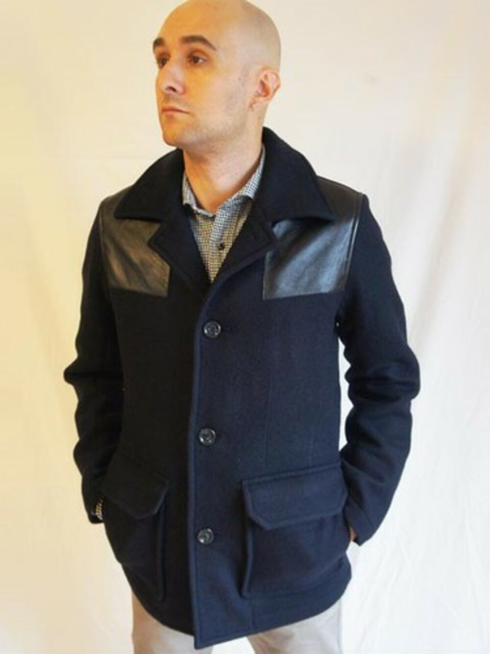 「ジャケット、ドンキージャケット、ジャケットスタイル、ジャケットコーデ、NEVERTRUST、ROCKET SHIP、Wear And Head Clothing、埼玉県熊谷市、ROCKET SHIP（ロケットシップ）、埼玉県熊谷市弥生２－６２」｜「NEVER TRUSTのNEVERTRUST（ネバートラスト）　　ドンキージャケット NVY（ノーカラージャケット、ブルー系）」を使った、ロケットシップさん（メンズ・182cm）の秋コーディネートの1枚目の写真