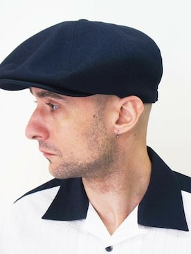 「NEVER TRUST（ネバートラスト）のアイテム（帽子）」を使った、ロケットシップさん（メンズ・182cm）の春コーディネート