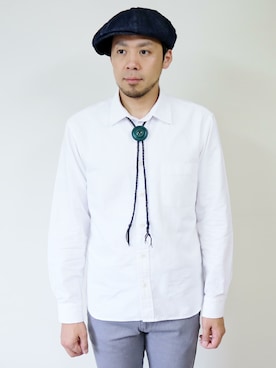 「ループタイ」｜「アイテム（ネクタイ）」を使った、ロケットシップさん（メンズ・182cm）の春コーディネート