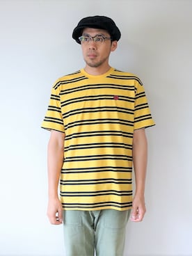 「NEVER TRUST（ネバートラスト）のアイテム（帽子）」を使った、ロケットシップさん（メンズ・182cm）の夏コーディネート