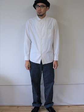 「ヒッコリー」｜「アイテム（ハンチング/ベレー帽）」を使った、ロケットシップさん（メンズ・182cm）の夏コーディネート