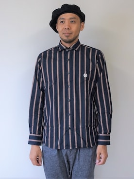 「NEVER TRUST（ネバートラスト）のアイテム（トップス）」を使った、ロケットシップさん（メンズ・182cm）の秋コーディネート