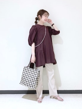 「アイテム（ヘアアクセサリー）」を使った、𝘵 𝘰 𝘺 𝘰 .さん（レディース・160cm）の春コーディネート