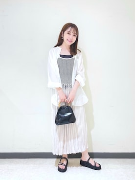 「LOWRYS FARM（ローリーズファーム）のフリンジビスチェ　947813（ベスト）」を使った、𝘵 𝘰 𝘺 𝘰 .さん（レディース・160cm）の夏コーディネート