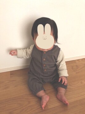 「UNIQLO（ユニクロ）のアイテム（オールインワン・サロペット）」を使った、kanchaaさん（キッズ・70cm）の春コーディネート