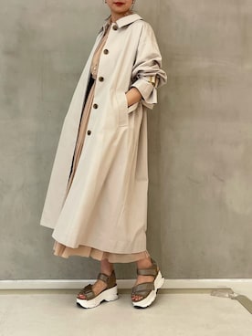 「オケージョン」｜「アイテム（ステンカラーコート）」を使った、Miyuさん（レディース・170cm）の冬コーディネート