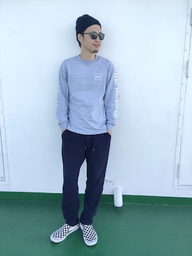 「N.HOOLYWOOD（N.ハリウッド）のアイテム（ニットキャップ/ビーニー）」を使った、satoshiさん（メンズ・172cm）の春コーディネート