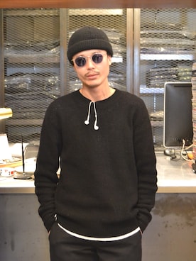 「BRIXTON（ブリクストン）のアイテム（ニットキャップ/ビーニー）」を使った、DLX PR tatsu.さん（メンズ・174cm）の冬コーディネート