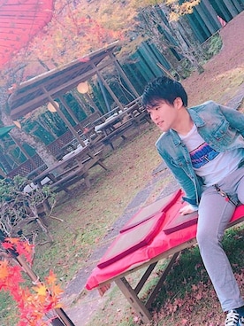 「ATTACHMENT（アタッチメント）のアイテム（デニムジャケット）」を使った、lifestyle石川さん（メンズ・173cm）の秋コーディネート