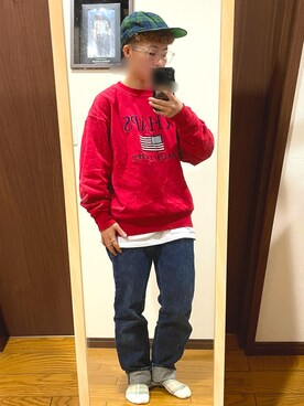 「CHAPS（チャップス）のアイテム（スウェット）」を使った、RYO-さん（メンズ・154cm）の秋コーディネート