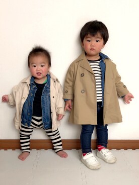 「9ヶ月」｜「アイテム（ジャケット/アウター）」を使った、aさん（キッズ・90cm）の春コーディネート