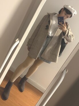 「H&M（エイチ・アンド・エム）のアイテム（ブーツ、ブラウン系）」を使った、Lauyuetchanさん（レディース・159cm）の秋コーディネート