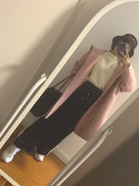 「LONGCHAMP（ロンシャン）のアイテム（トートバッグ、ブラック系）」を使った、Lauyuetchanさん（レディース・159cm）の秋コーディネート