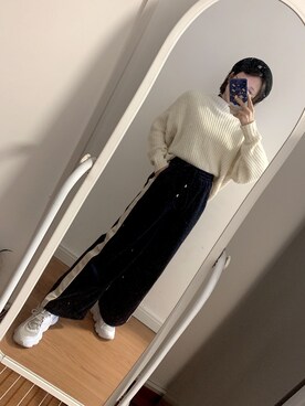 「bananababyのアイテム（チノパンツ、ブラック系）」を使った、Lauyuetchanさん（レディース・159cm）の秋コーディネート