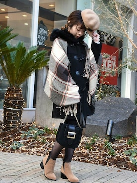 「クリスマス」｜「アイテム（キャップ）」を使った、sioさん（レディース・155cm）の冬コーディネート