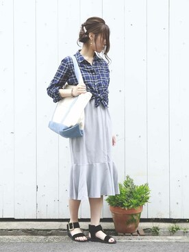 「PLAIN CLOTHING（プレーンクロージング）のアイテム（アクセサリー）」を使った、sioさん（レディース・164cm）の夏コーディネート