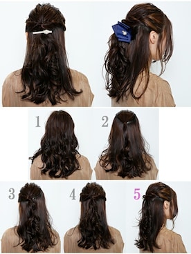 「アイテム（バレッタ/ヘアクリップ、ブルー系）」を使った、sioさん（レディース・164cm）の夏コーディネート