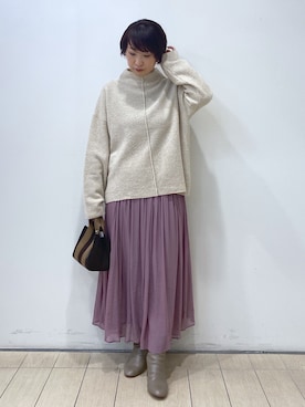「ゆったりシルエット」｜「アイテム（ブーツ）」を使った、RDsayaさん（レディース・154cm）の冬コーディネート
