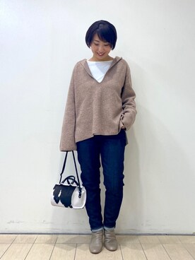 「pelleterno（ペレテルノ）のアイテム（ブーツ）」を使った、RDsayaさん（レディース・154cm）の冬コーディネート
