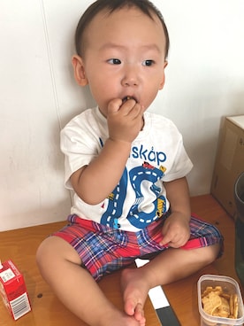 「kladskap（クレードスコープ）のアイテム（パンツ）」を使った、pooh❁¨̮sukeさん（キッズ・80cm）の夏コーディネート