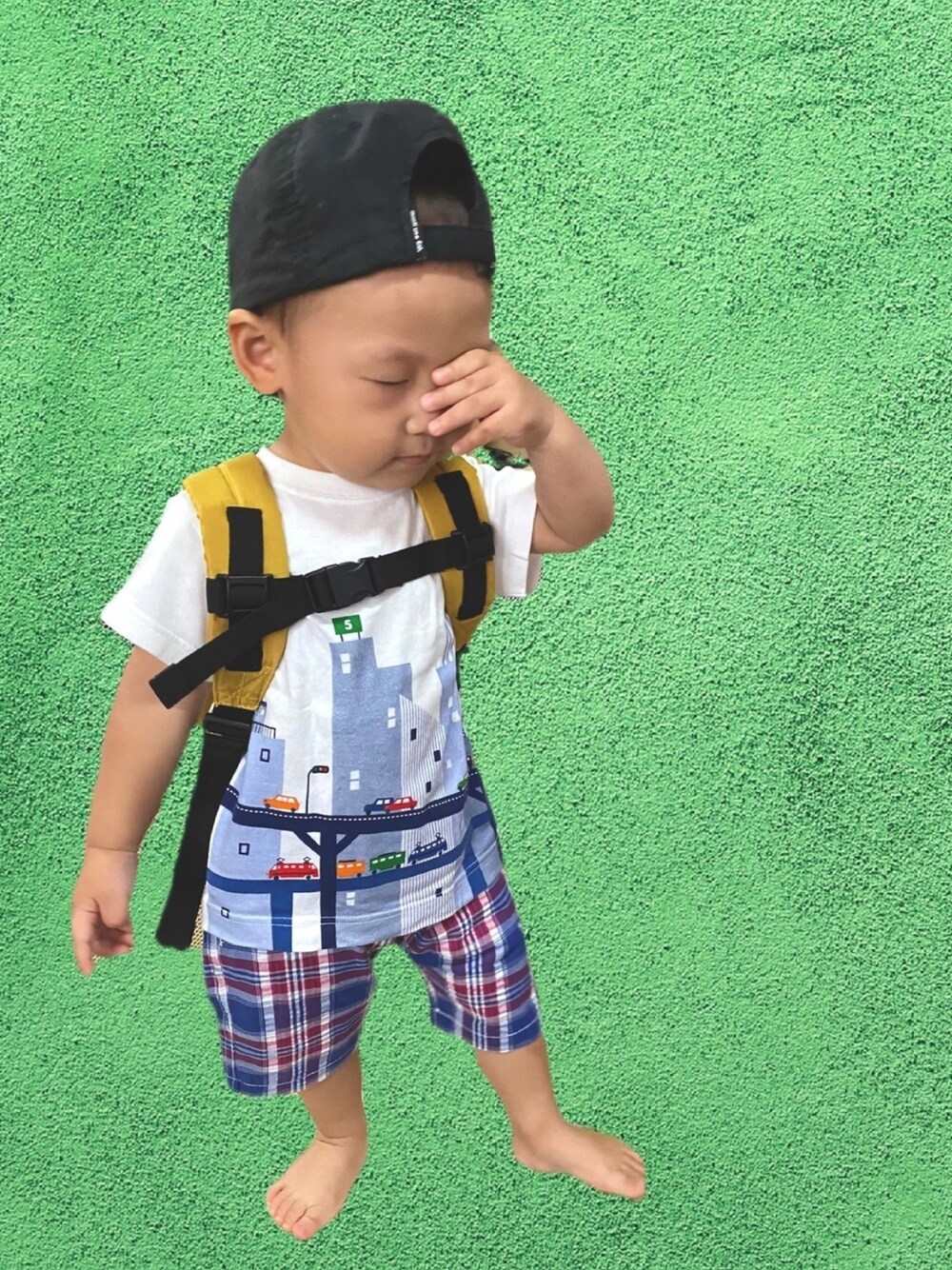 「おとこのこ、1歳3ヶ月、保育園」｜「Familiar のアイテム（Tシャツ/カットソー、ホワイト系）」を使った、pooh❁¨̮sukeさん（キッズ・80cm）の夏コーディネートの1枚目の写真