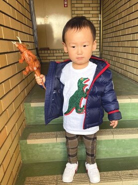 「POLO RALPH LAUREN CHILDRENSWEAR（ポロ ラルフ ローレン チルドレンズウェア）のアイテム（ダウンジャケット/コート）」を使った、pooh❁¨̮sukeさん（キッズ・80cm）の冬コーディネート