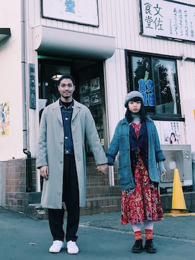 「アイテム（トレンチコート、シルバー系）」を使った、林育準🇹🇼さん（メンズ・180cm）の冬コーディネート