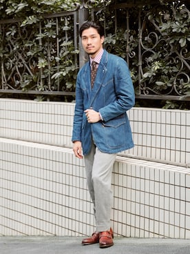 「圈入準」｜「アイテム（ジャケット/アウター）」を使った、林育準🇹🇼さん（メンズ・180cm）の秋コーディネート