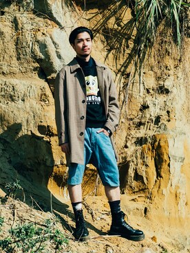 「圈入準」｜「アイテム（ジャケット/アウター）」を使った、林育準🇹🇼さん（メンズ・180cm）の冬コーディネート
