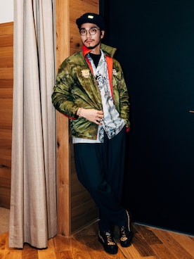 「BEAMS（ビームス）のアイテム（ナイロンジャケット）」を使った、林育準🇹🇼さん（メンズ・180cm）の冬コーディネート