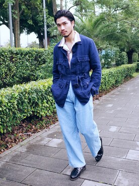 「圈入準」｜「アイテム（その他アウター）」を使った、林育準🇹🇼さん（メンズ・180cm）の春コーディネート