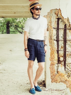 「Bread & Boxersのアイテム」を使った、林育準🇹🇼さん（メンズ・180cm）の夏コーディネート