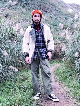 「圈入準」｜「アイテム（ジャケット/アウター）」を使った、林育準🇹🇼さん（メンズ・180cm）の冬コーディネート