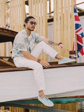 「Cienta（シエンタ）のアイテム」を使った、林育準🇹🇼さん（メンズ・180cm）の夏コーディネート