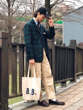 「圈入準」｜「アイテム（帽子）」を使った、林育準🇹🇼さん（メンズ・180cm）の冬コーディネート