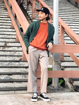 「圈入準」｜「アイテム（帽子）」を使った、林育準🇹🇼さん（メンズ・180cm）の冬コーディネート