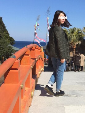 「UNIQLO（ユニクロ）のアイテム（ナイロンジャケット）」を使った、 李奈さん（レディース・158cm）の冬コーディネート